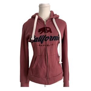 Reflex Size L Vintage Cali Embroidered Y2K Zip Up With Hood Light Weight Cotton